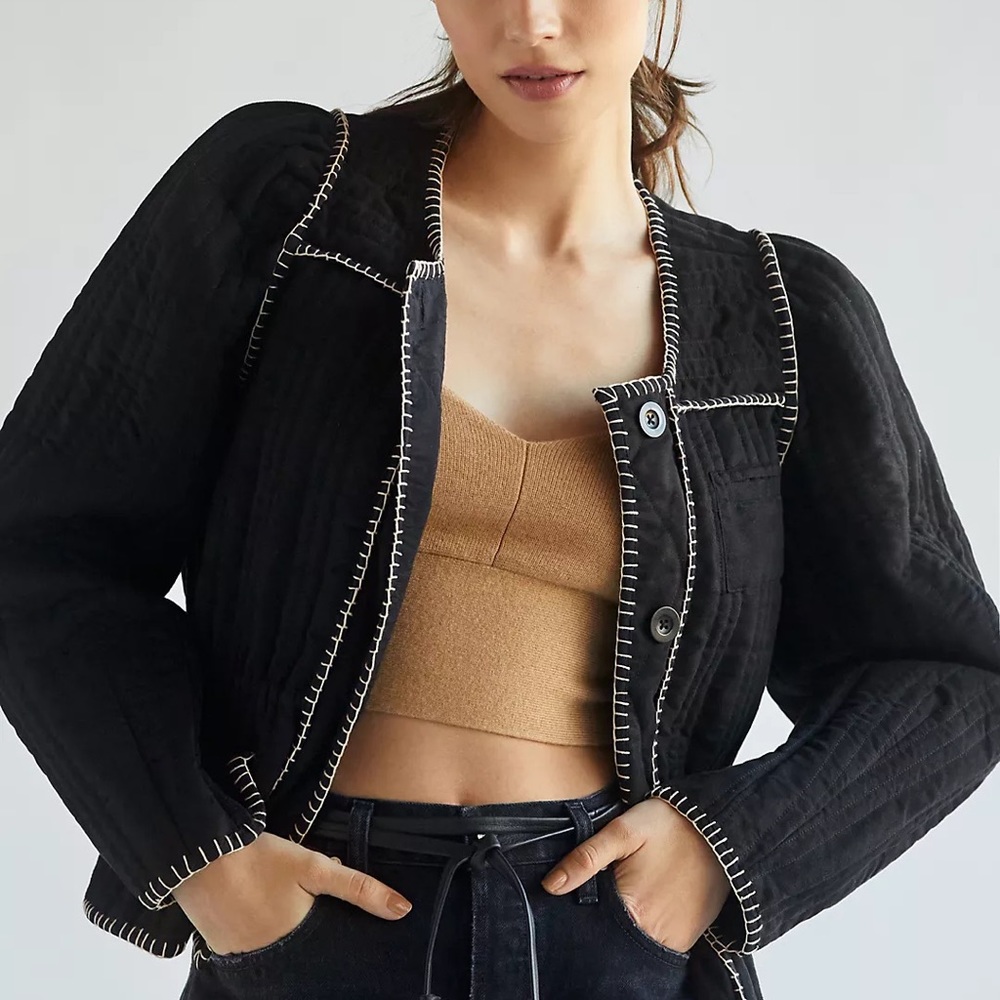 NWT Anthropologie Quilted Puff Sleeve Jacket - Picture 1 of 4
